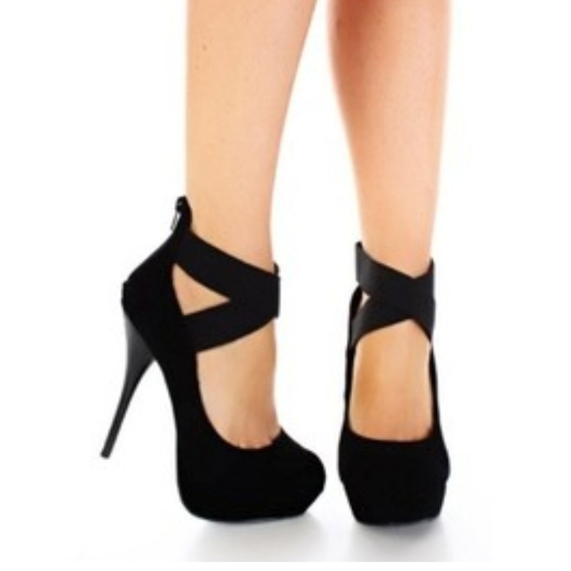 black ankle strap closed toe heels - Buy and Slay