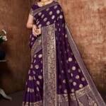 Purple Color Banarasi Saree