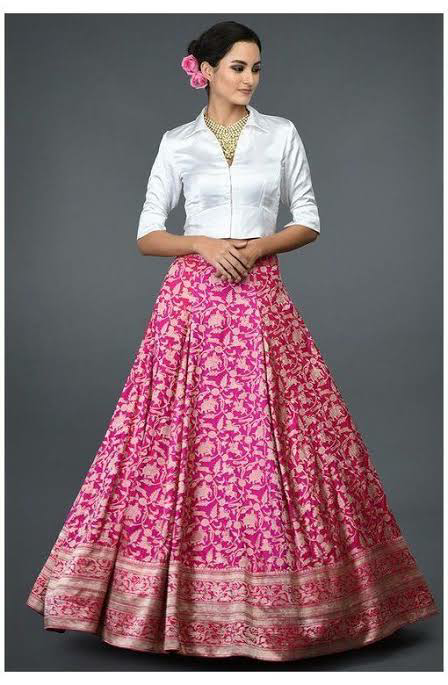 Trendy banarsi skirts with crop tops – Let's Get Dressed
