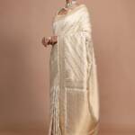 White and Gold Banarasi Saree