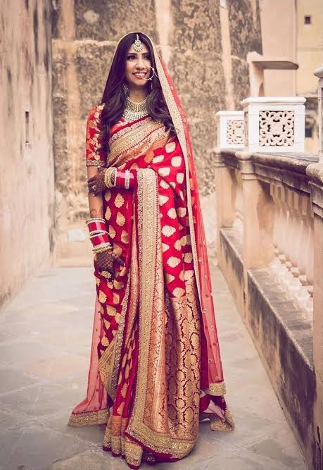 Designer banarasi saree for wedding  Bridal saree Indian bridal wear  Indian bridal dress