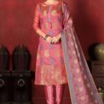 Pink Banarasi Dupatta with Suit
