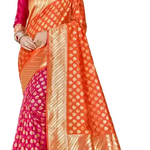 Orange Pink Banarasi Saree