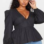 Womens Plus Size Puff Sleeve Top