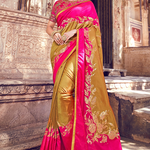 Yellow and Pink Banarasi Saree