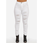 High Waisted Ripped Skinny Jeans White