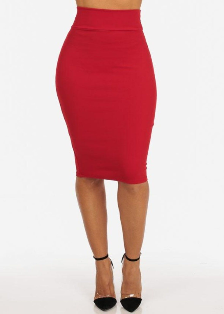 Plain WomenS Stretchable Red Pencil Skirt at Best Price in New Delhi   Styleline Clothing