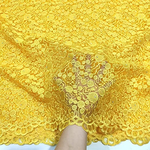 Yellow Beaded Lace Fabric