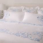 White Sheets with Blue Embroidery