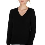 Ladies Black Cashmere V Neck Sweater