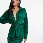 Green Silk Shirt Dress