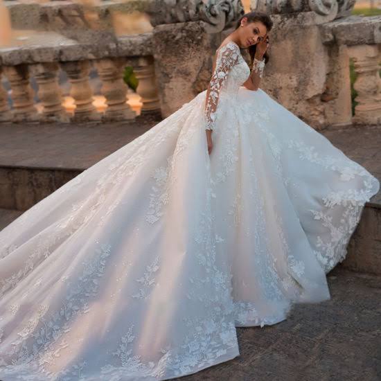 Wedding Gown With Long Tail - Buy and Slay