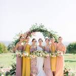 Pink and Yellow Bridesmaid Dresses