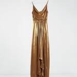 Tfnc Cowl n Neck Cami Strap Maxi Dress With Train In Gold