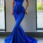 Blue Silk Halter Dress