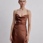 Brown Silk Slip Dress