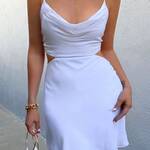 White Silk Mini Slip Dress