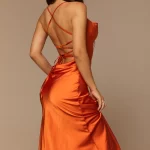 Orange Silk Slip Dress.
