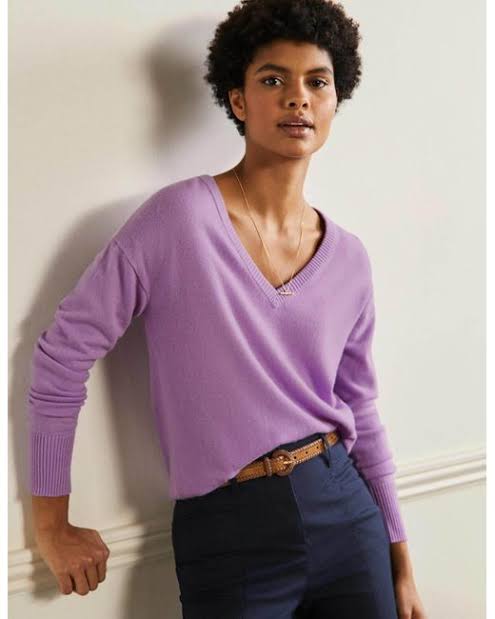 Darling Harbour V-Neck Sweater lilac casual look Fashion Sweaters V-Neck Sweaters 