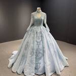 Light Blue Long Sleeve Wedding Dress