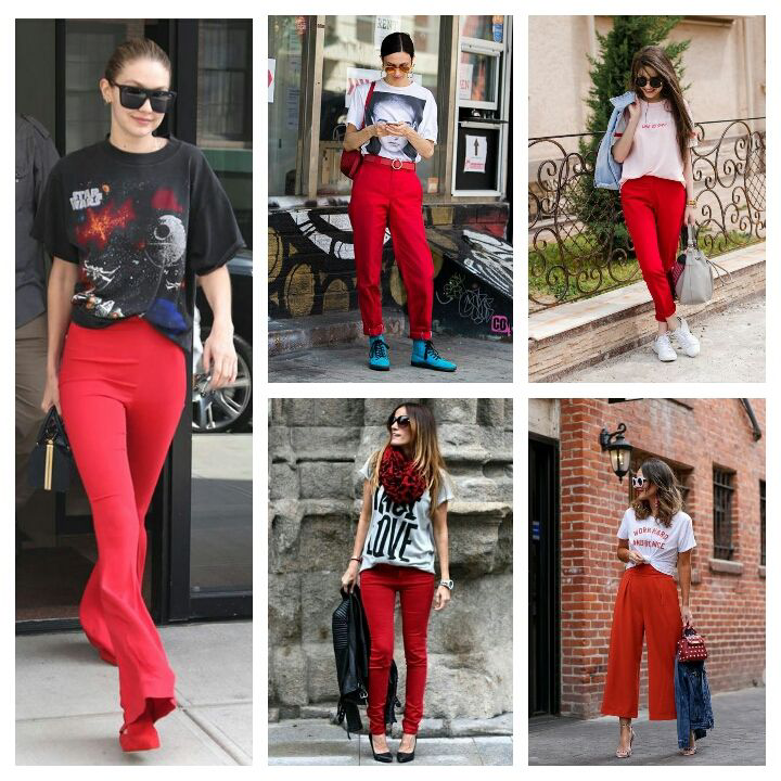 how to wear red pants in winter