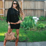 Black dress with cowgirl boots