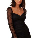 Black dress with long sheer sleeves