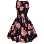 Black dress with pink flowers