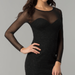 Black dress with sheer long sleeves