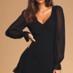 Black dress with sheer sleeves
