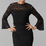 Black dress with sleeves knee length
