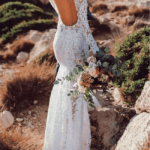Wedding Dress With Lace Sleeves And Open Back