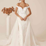Wedding Dress With Lace Sleeves Off The Shoulder