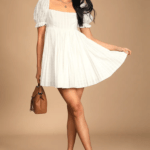 White Babydoll Dress With Puff Sleeves