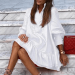 Women's White Dress With Sleeves