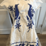White Dresses With Blue Embroidered