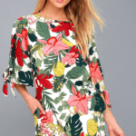Tropical Print Dress With Sleeves