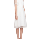 Women's White Dress With Sheer Sleeves