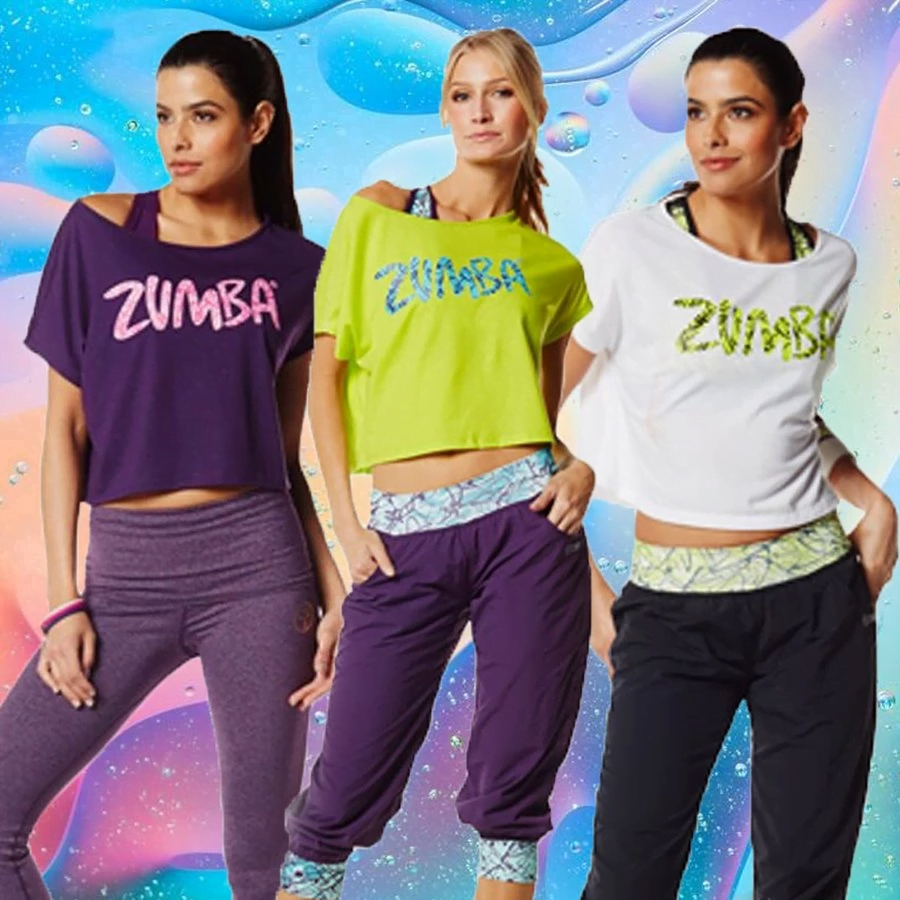 group of women in sport dress dancing zumba or aerobics - Stock Image -  Everypixel