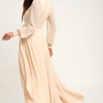 Beige maxi dress with sleeves