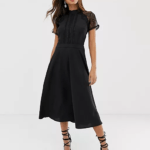 Black a line dress with sleeves