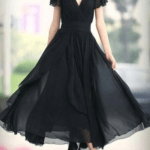 Black chiffon dress with sleeves