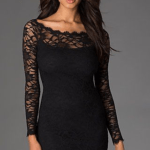 Black cocktail dress with lace sleeves